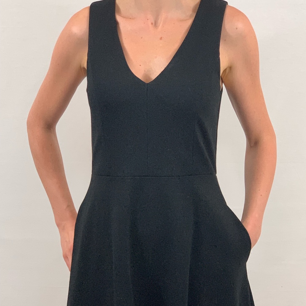 Black V-Neck Midi-Dress